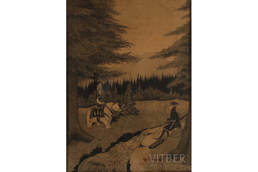 Smagins Pjotrs, Krievu pasaka, 1933 g., papīrs, oforts, 50 x 35.5 cm